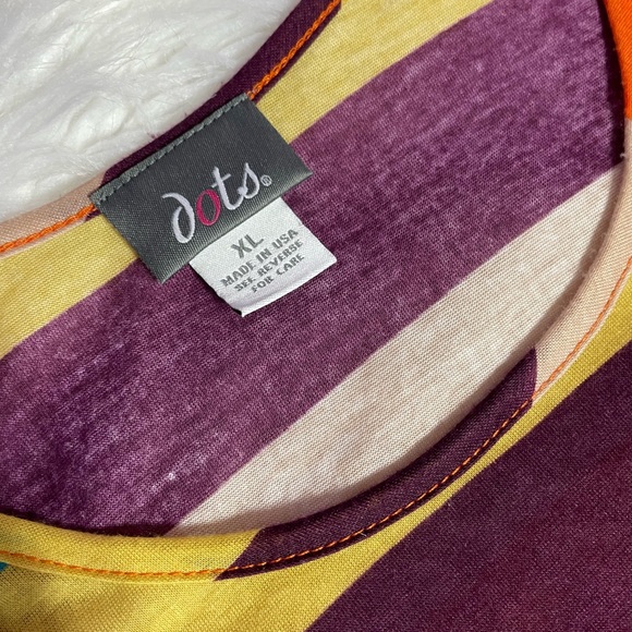 Dots Multicolor Stripe Asymmetrical Blouse - Picture 2 of 2